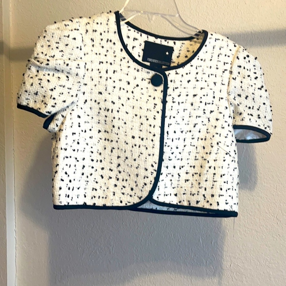 Cream & Black Short Career Jacket, Short sleeve